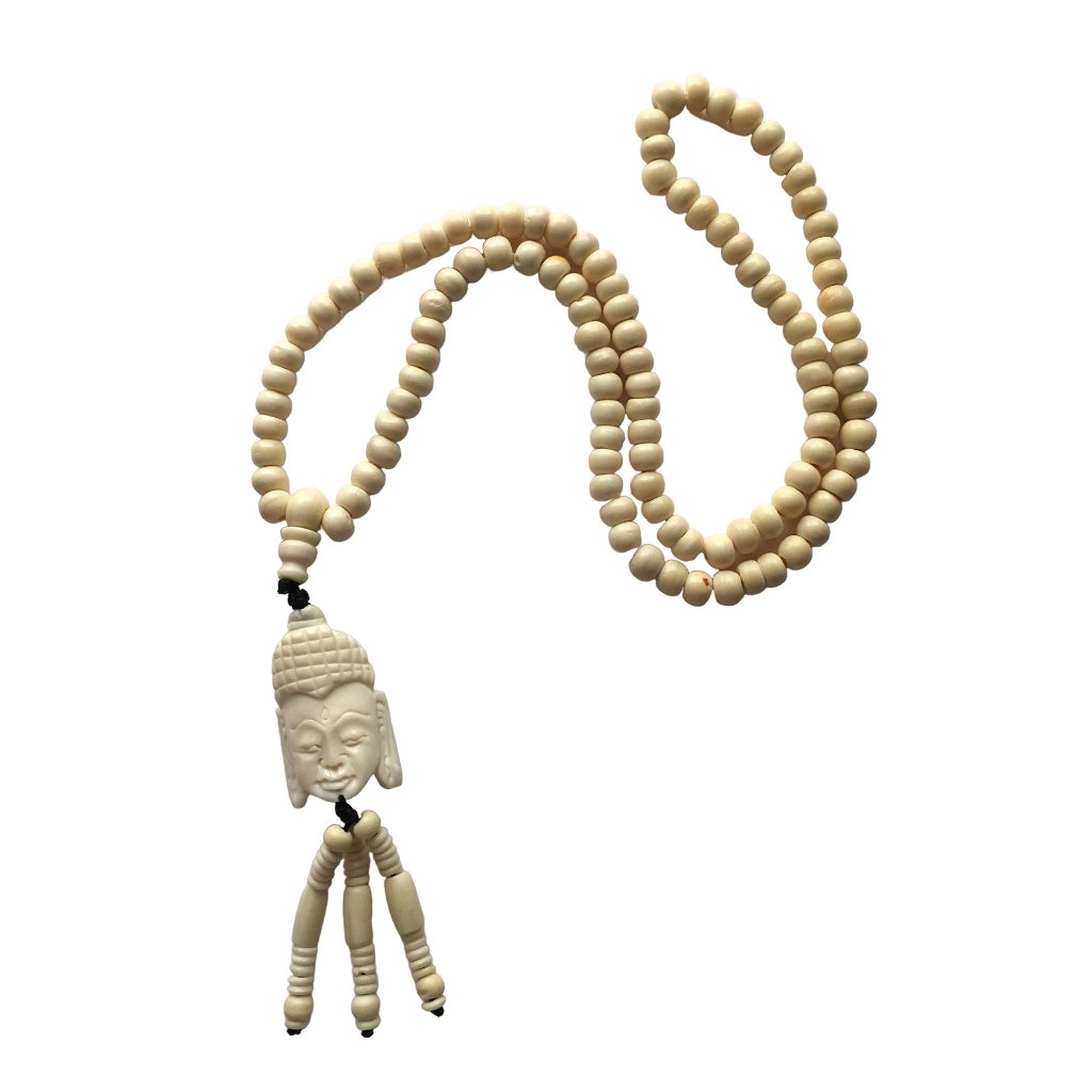 Carved Warrior Face Pendant Necklace Handcrafted Exotic Artisan Vintage Costume
